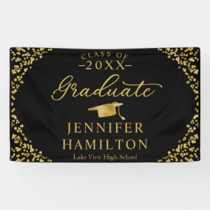Graduate Modern Black Gold Graduation Banner