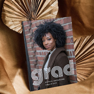 Graduate   Modern Disco Typography and Two Photos Invitation