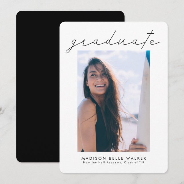 Graduate Modern Graduation Photo Announcement (Front/Back)