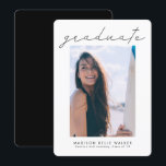 Graduate Modern Graduation Photo Announcement<br><div class="desc">Modern and simple graduation announcement card template for high school or college graduates! Black and white with a custom photo with text on top that says "graduate" in modern script. Customize this product by adding the graduate's name,  school,  graduation date. Elegant and trendy design for the minimalists.</div>