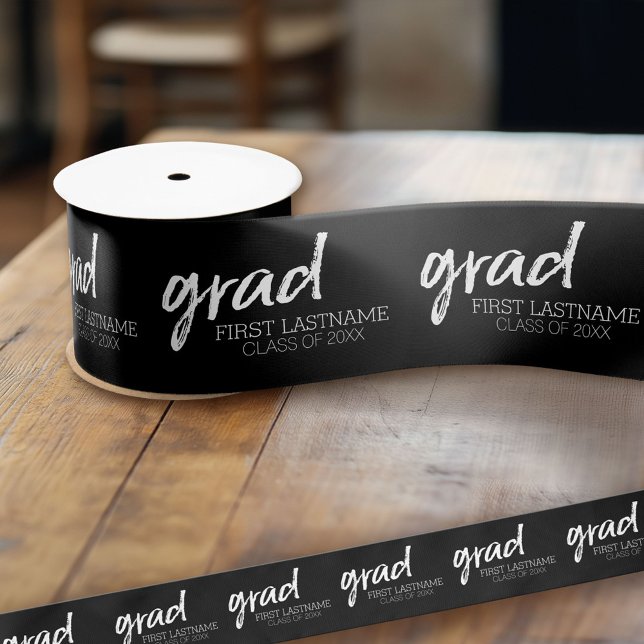 Graduate Modern Lettering Grad Class of Satin Ribbon (Custom Graduation Ribbon)