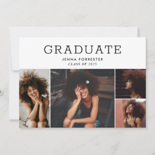 Graduate Modern Minimal Script Photo Collage Invitation