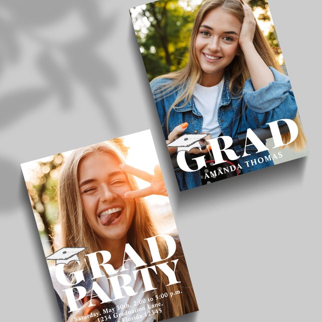 Graduate Modern Minimalist Photo Template Bold  (Bold modern minimalist graduation photo card with standout clean typography.)