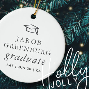 Graduate Modern Minimalist Simple Chic Graduation Ceramic Ornament