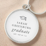 Graduate Modern Minimalist Simple Chic Graduation Keychain<br><div class="desc">Design is composed of serif typography on a simple background. 

Available here:
http://www.zazzle.com/store/selectpartysupplies</div>