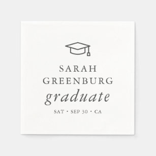 Graduate Modern Minimalist Simple Chic Graduation Napkin