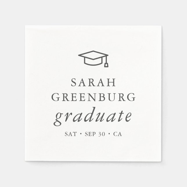 Graduate Modern Minimalist Simple Chic Graduation Napkin (Front)