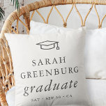 Graduate Modern Minimalist Simple Chic Graduation Throw Pillow<br><div class="desc">Design is composed of serif typography on a simple background. 

Available here:
http://www.zazzle.com/store/selectpartysupplies</div>
