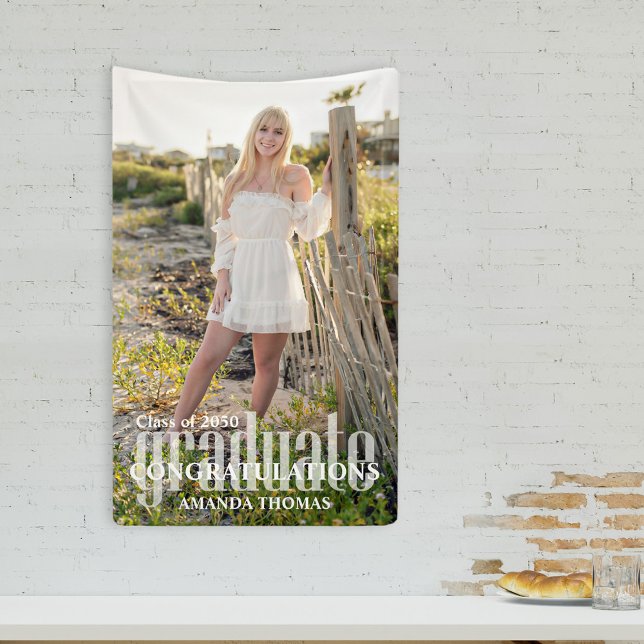 Graduate Modern Photo Congratulation Simple Banner (Creator Uploaded)