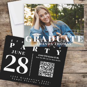 Graduate Modern Photo Simple Typography Black Invitation