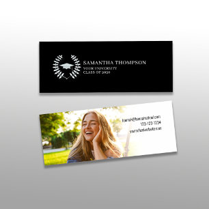 Graduate Name Card Black and White Photo Elegant
