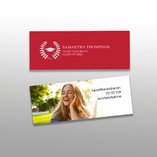 Graduate Name Card Black and White Photo Red