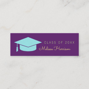 graduate name card, elegant class of, purple calling card