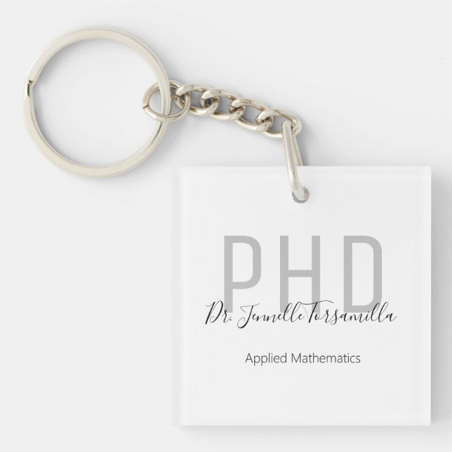 Graduate Name Degree PhD Keychain (Front)