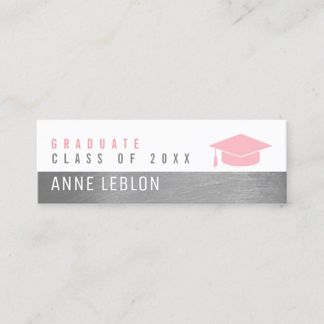 Graduate name, elegant class of pink feminine calling card (Front)