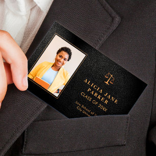 Graduate name law school graduation photo business card