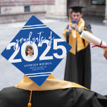 Graduate Of 2024 Graduation Cap Topper<br><div class="desc">A Modern graduation cap topper that features a photo of the graduate,  the class of 2024,  text is white over a blue background.  All the font styles,  sizes and colours can be changed by clicking on the customize further link after personalizing.</div>
