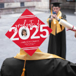 Graduate Of 2024 Graduation Cap Topper<br><div class="desc">A Modern graduation cap topper that features a photo of the graduate,  class of 2024,  with white text over a red background.  All the font styles,  sizes and colours can be changed by clicking on the customize further link after personalizing.</div>
