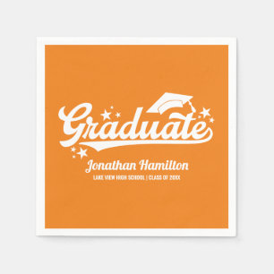 Graduate Orange Graduation Party Napkin