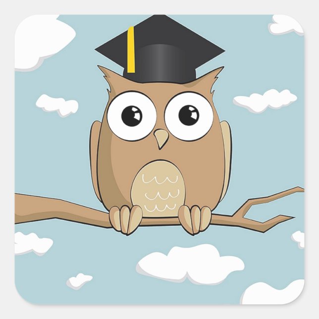 Graduate Owl Square Sticker (Front)