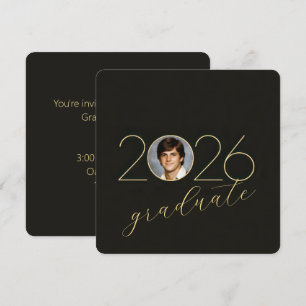 Graduate Party 2026 Photo Frame on Black Invitation