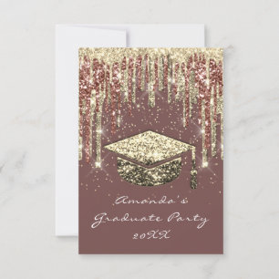 Graduate Party Drips Glitter Rose Gold Confetti Invitation