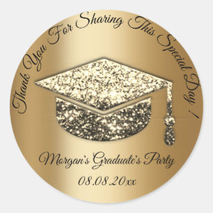 Graduate Party GoldGlitter Student Cup Favour Than Classic Round Sticker