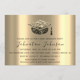 Graduate Party Student Sepia Gold Graduate Cap Invitation