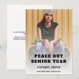 Graduate Peace Out Senior Year Graduation Announcement