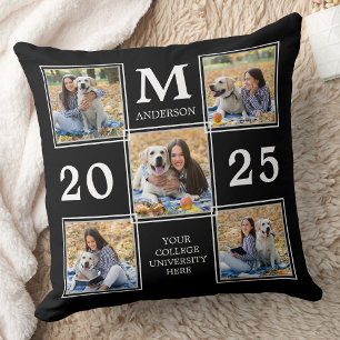 Graduate Personalized Monogram Photo Collage Throw Pillow