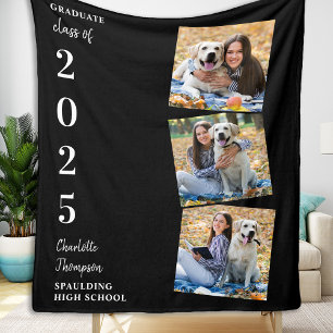 Graduate Personalized Photo Collage Name Year Fleece Blanket