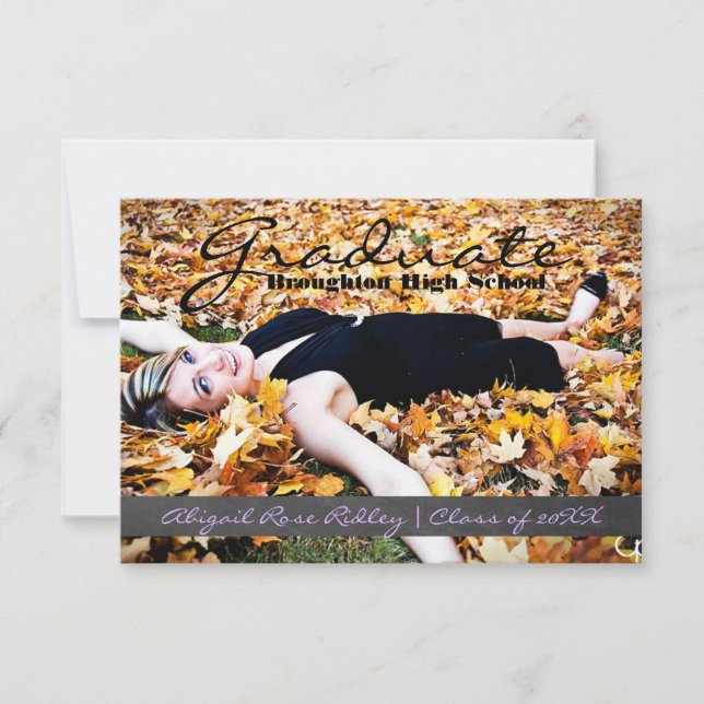 Graduate Photo - 3x5 Chalkboard Stripe Invitation (Front)