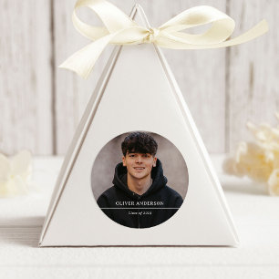 Graduate Photo and Simple Text   Class of 2023 Classic Round Sticker