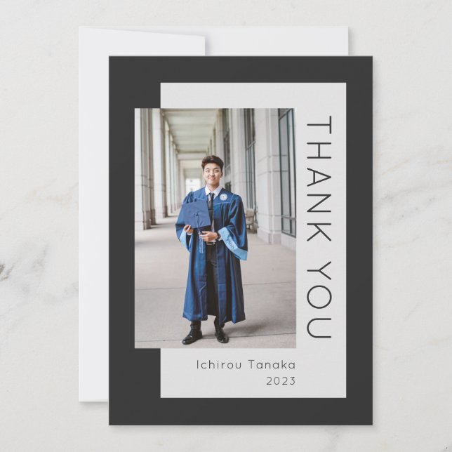 Graduate Photo Black 2023 Thank You Card (Front)