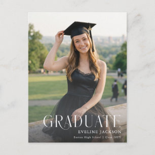 Graduate Photo Black Bow Graduation Thank You Postcard