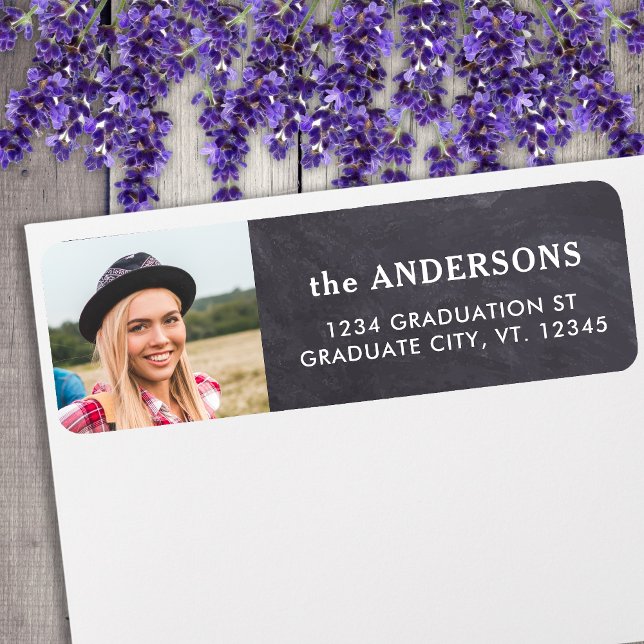 Graduate Photo Black Chalkboard Adresse de retour (Créateur téléchargé)
