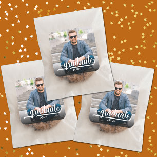 Graduate Photo Bold Script Square Sticker