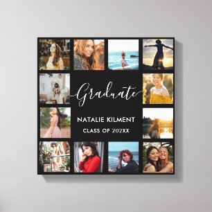 Graduate Photo Collage Black and White Graduation Canvas Print