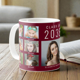 Graduate Photo Collage Burgundy Graduation Coffee Mug