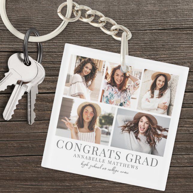 Graduate Photo Collage Graduation Keychain (Graduate Photo Collage Graduation Keychain)