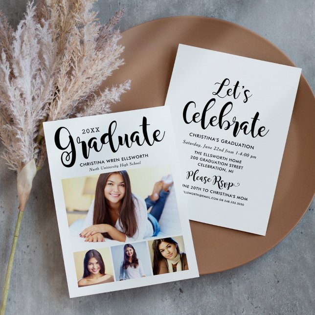 Graduate Photo Collage Graduation Party Script Invitation (Creator Uploaded)