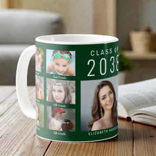 Graduate Photo Collage Green Graduation Coffee Mug