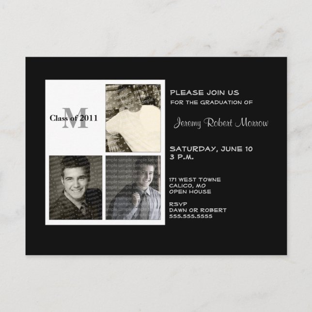 Graduate Photo Collage Invitation Postcard (Front)