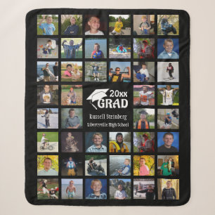 Graduate Photo Collage Name School Sherpa Blanket