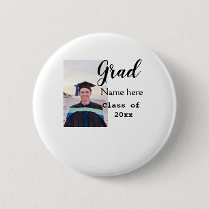 graduate photo congratulation add your name modern 2 inch round button