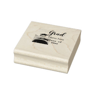 graduate photo congratulation add your name modern rubber stamp