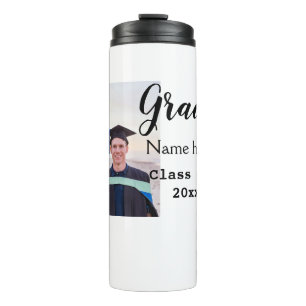 graduate photo congratulation add your name modern thermal tumbler