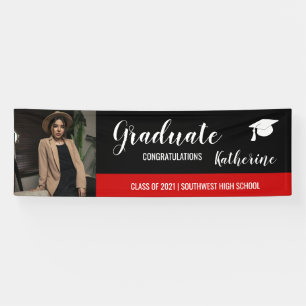 Graduate Photo Congratulations Black Red Banner
