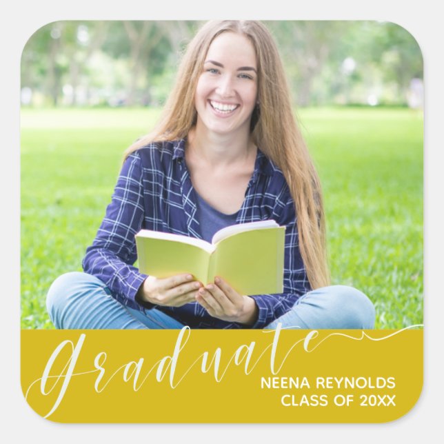 Graduate photo Cute Class of 2024 Graduation party Square Sticker (Front)