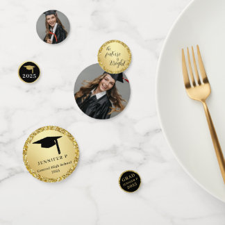 Graduate Photo Glitter Gold Novelty Graduation  Confetti